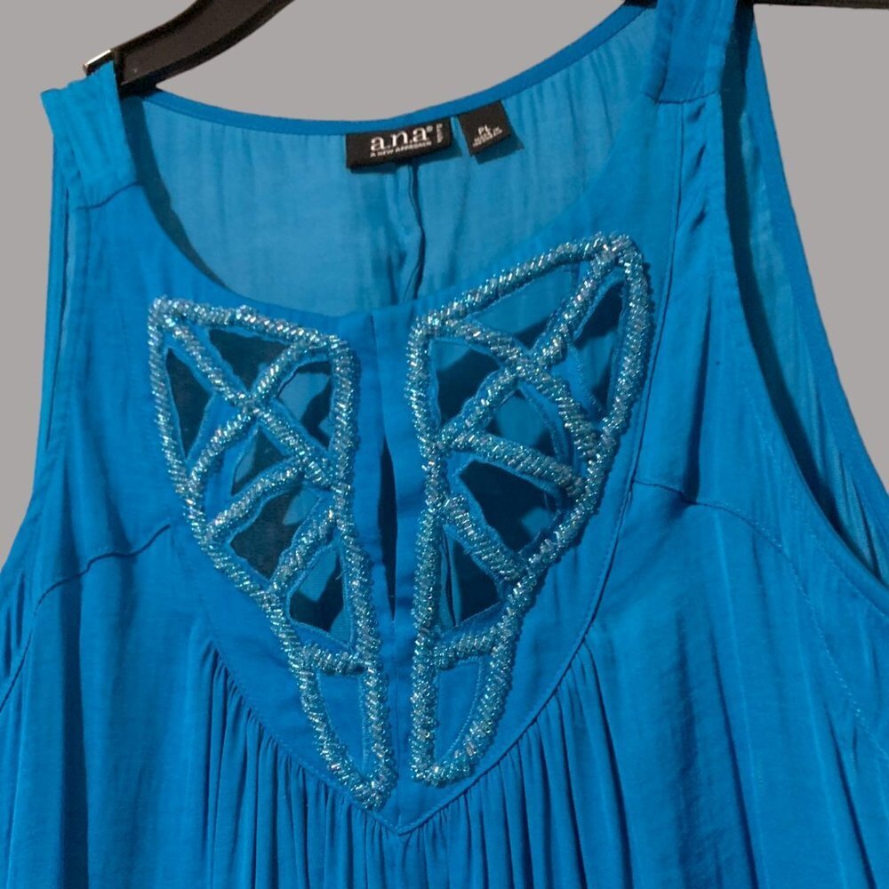 a.n.a turquoise bedazzled detail flowy tank top, petite PL 🛍️ - Picture 2 of 3